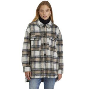 Santuary Town Plaid Wool Blend Shacket Size M
